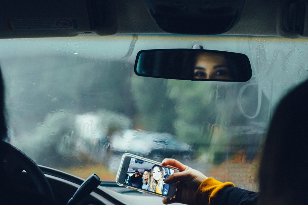 car driving in rain